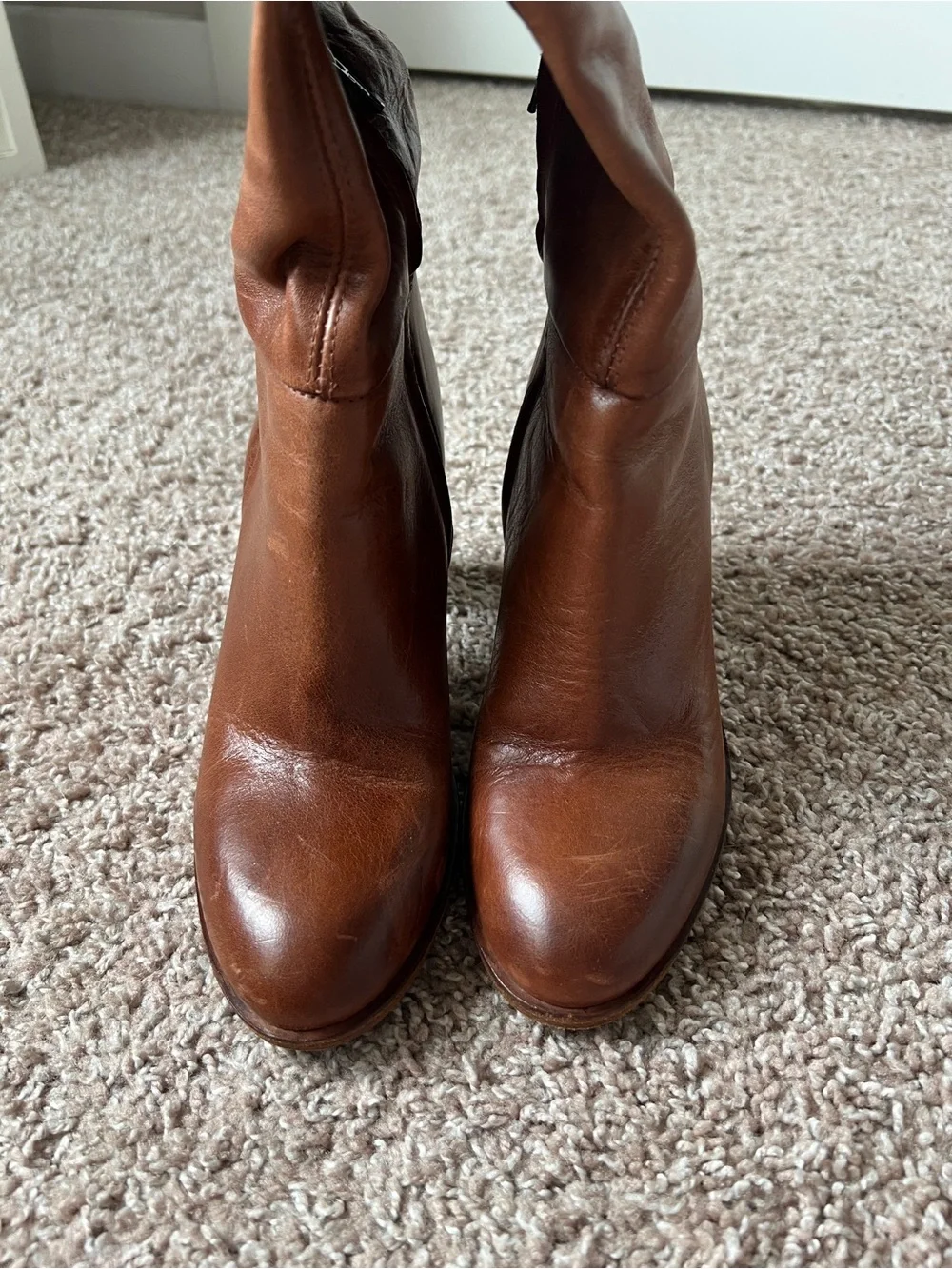 Free People Chestnut Brown Over-the-Knee Leather Boots